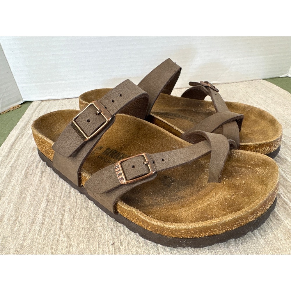 Birkenstock Mayari Mocha Brown Birko-Flor Toe Loop Sandals Womens 36 L5 M3